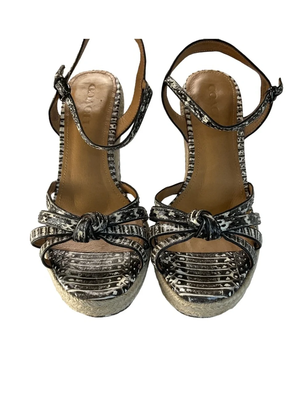 COACH Helen Python Espadrilles Wedge Sandals